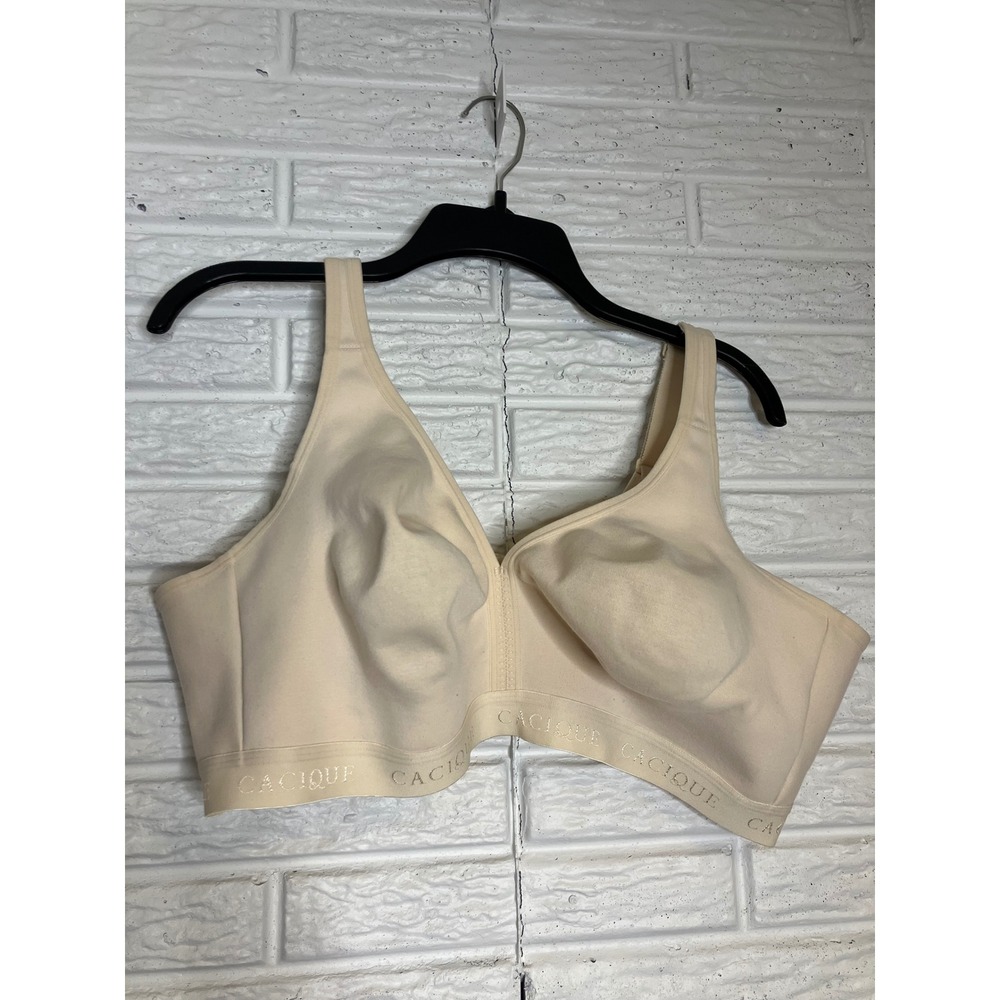 Cacique unlined full coverage no wire bra women's size 46D cream plus size basic